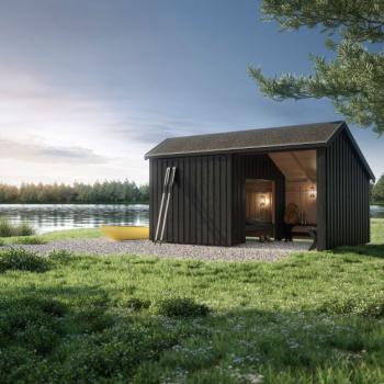 Multi Shelter - 2 Module m/Shelter & Vorraum m. Dachpappe/Aluleisten/H-Pfostenfüße